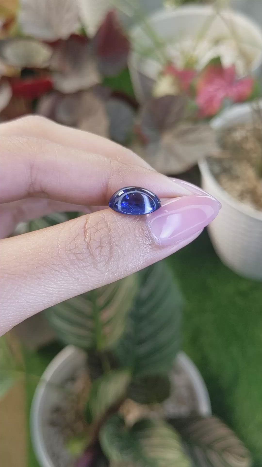 6.16 Ct. Blue Cabochon Sapphire from Ceylon (Sri Lanka) Size Video