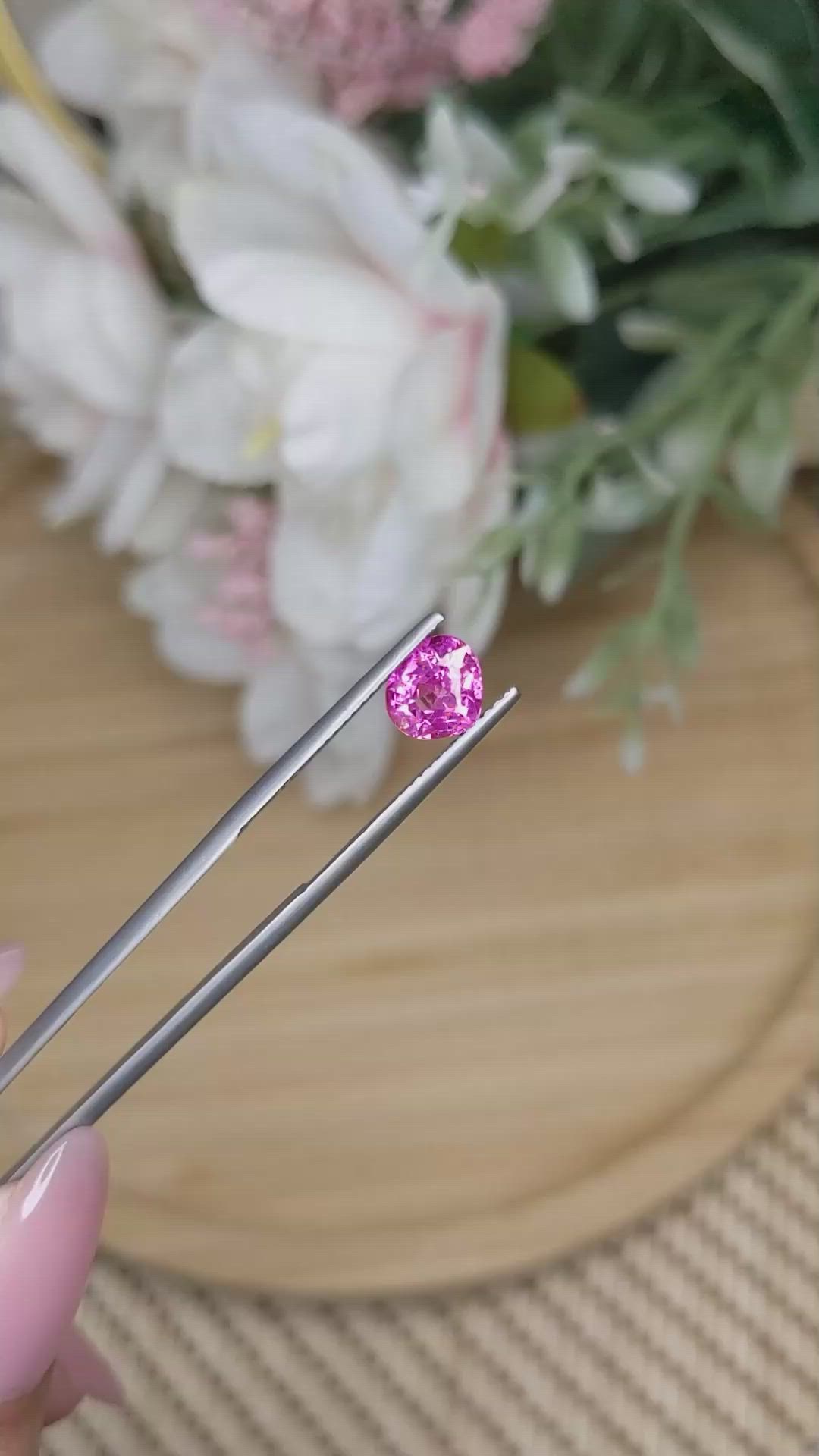 1.66 Ct. Purplish Pink Sapphire from Ceylon (Sri Lanka) Size Video