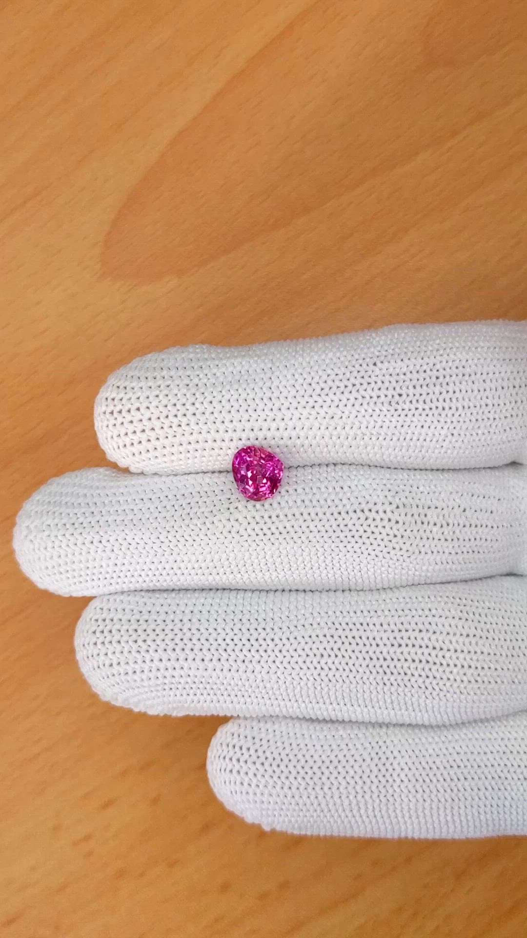 1.66 Ct. Purplish Pink Sapphire from Ceylon (Sri Lanka) Size Video