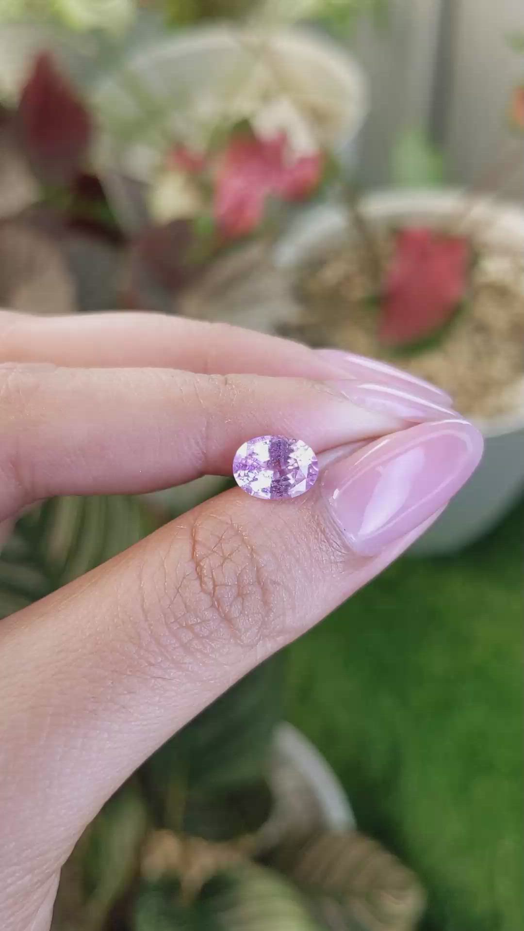 2.05 Ct. Pinkish Purple Sapphire from Ceylon (Sri Lanka) Size Video