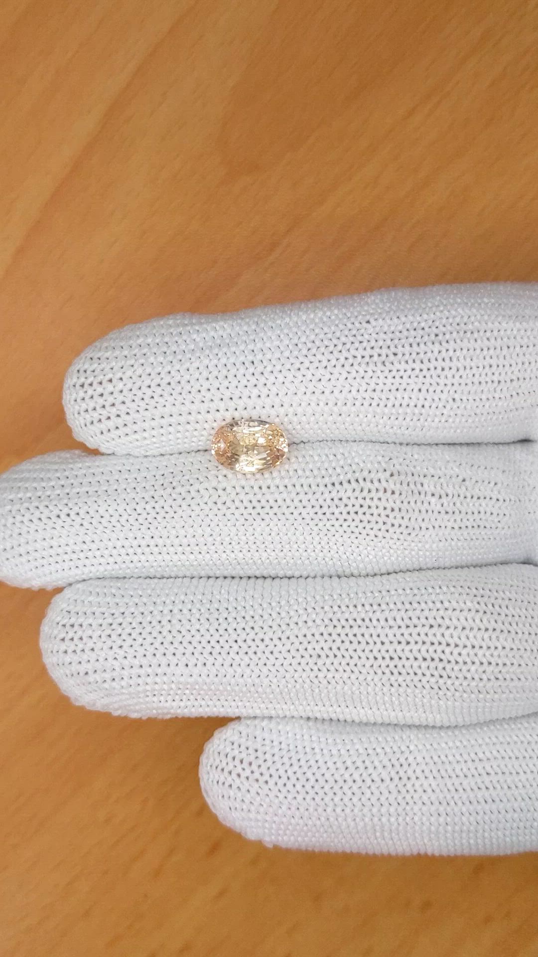 2.08 Ct. Peach Sapphire from Ceylon (Sri Lanka) Size Video