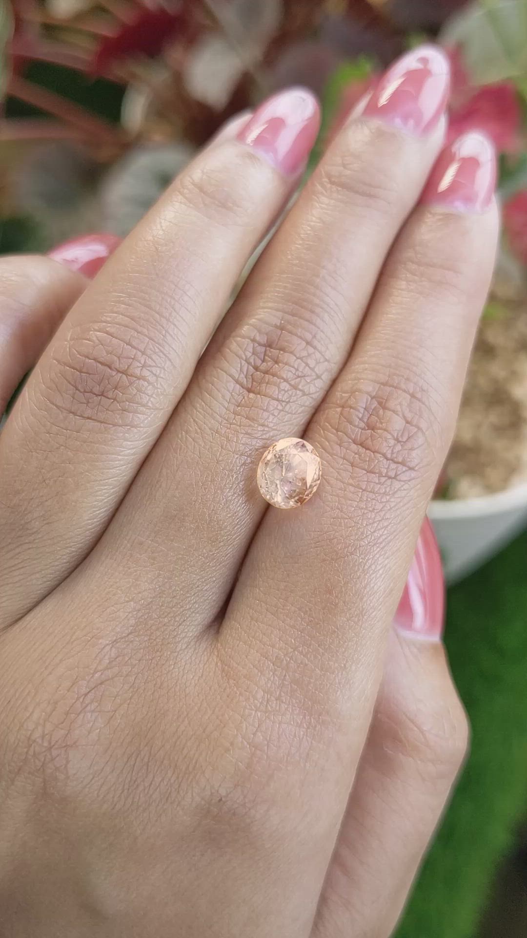 3.34 Ct. Peach Sapphire from Ceylon (Sri Lanka) Size Video