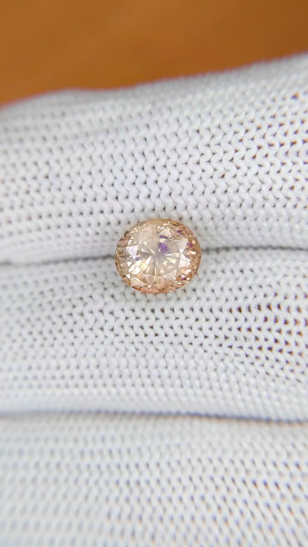 3.34 Ct. Peach Sapphire from Ceylon (Sri Lanka) Size Video