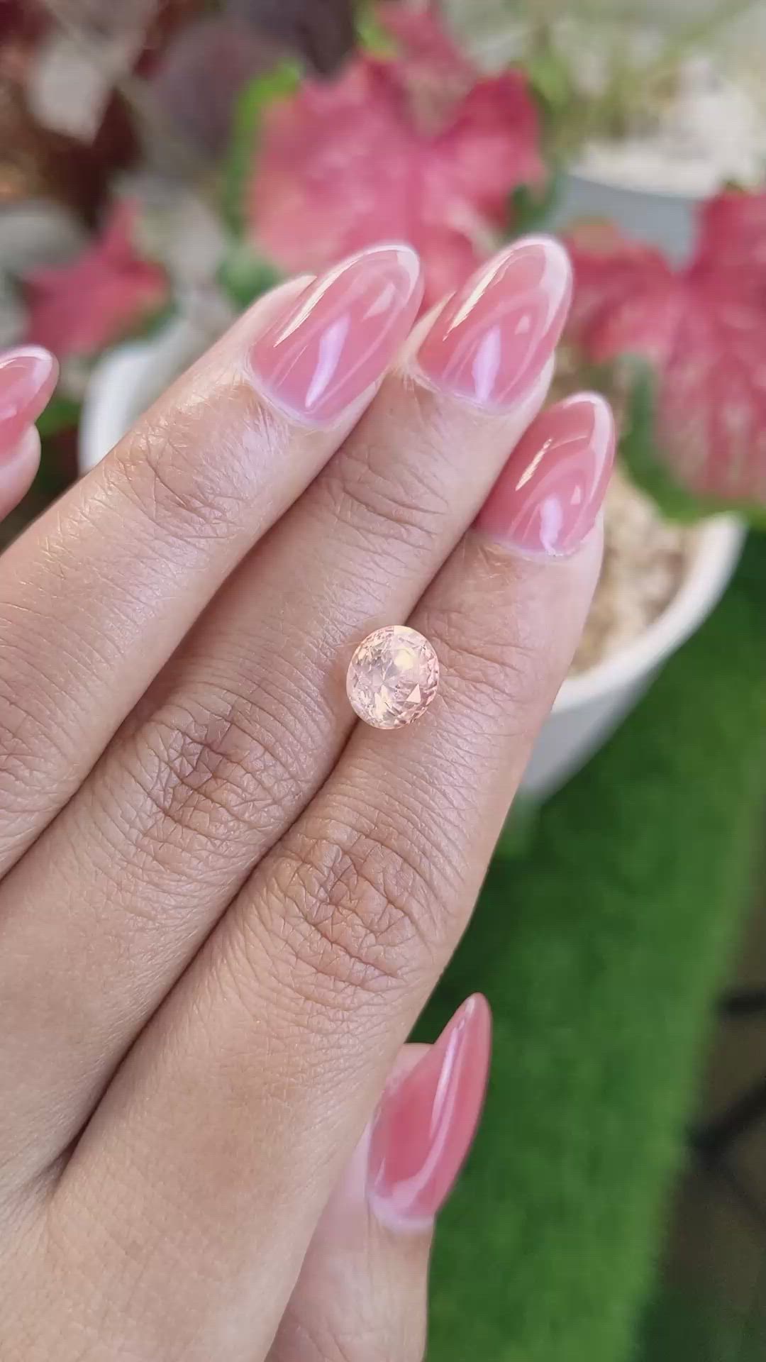 3.34 Ct. Peach Sapphire from Ceylon (Sri Lanka) Size Video
