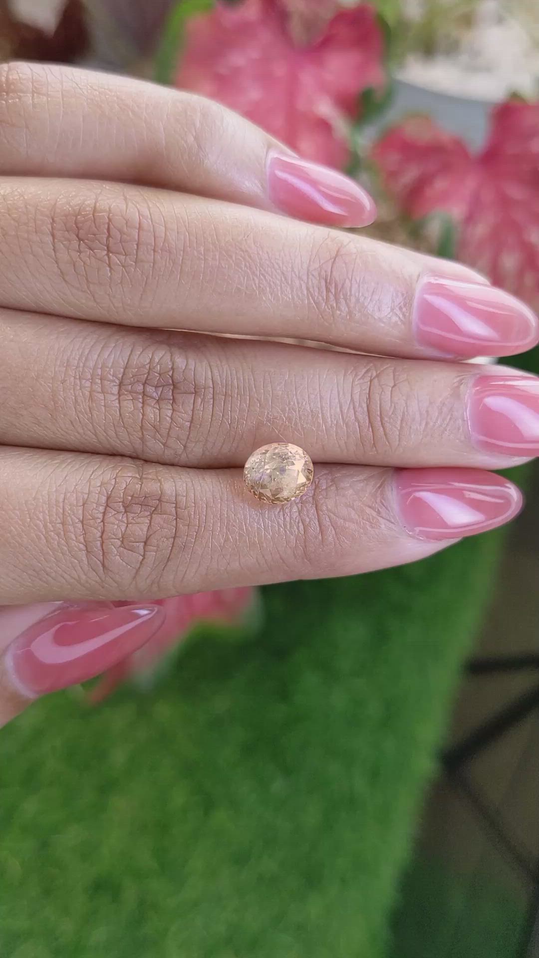 3.34 Ct. Peach Sapphire from Ceylon (Sri Lanka) Size Video