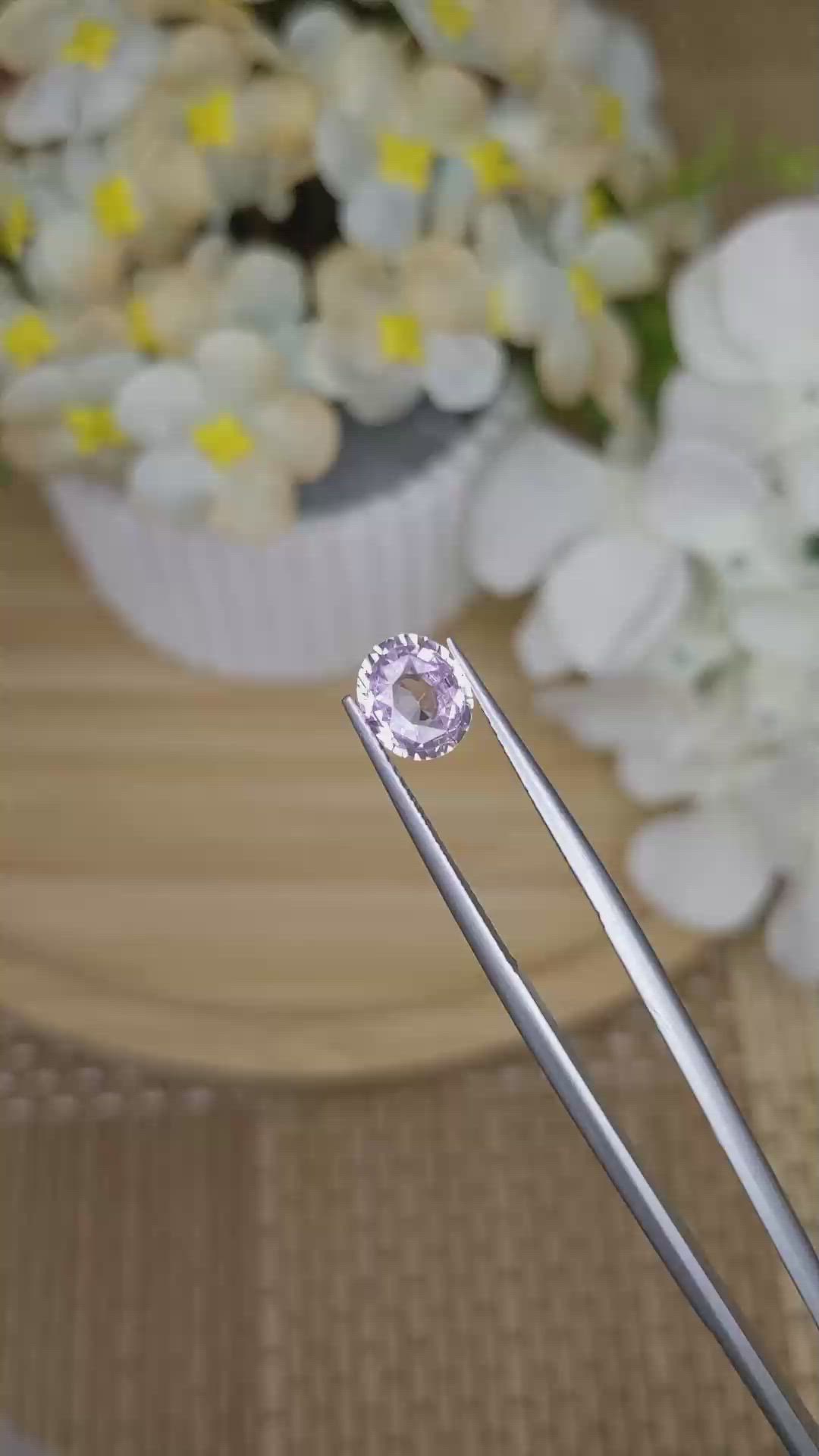 1.54 Ct. Pinkish Purple Sapphire from Ceylon (Sri Lanka) Size Video