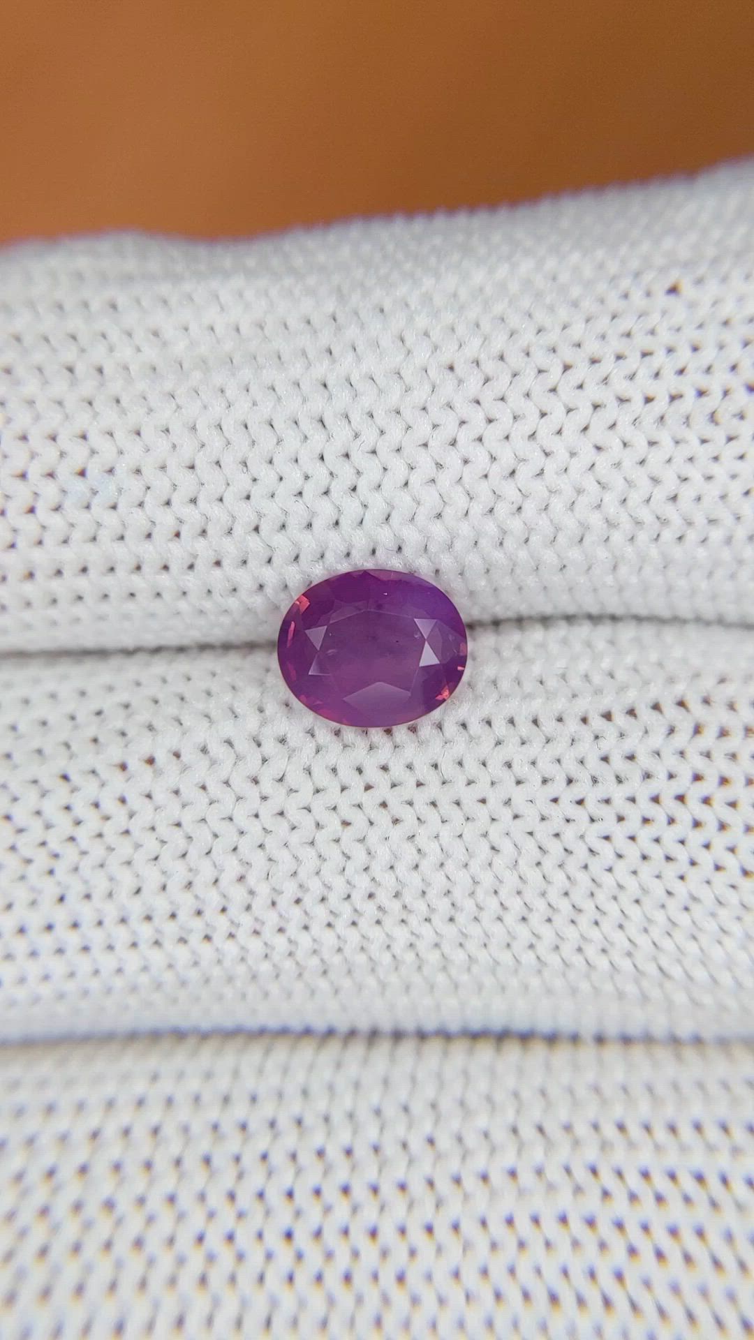 1.22 Ct. Pinkish Purple Sapphire from Ceylon (Sri Lanka) Size Video