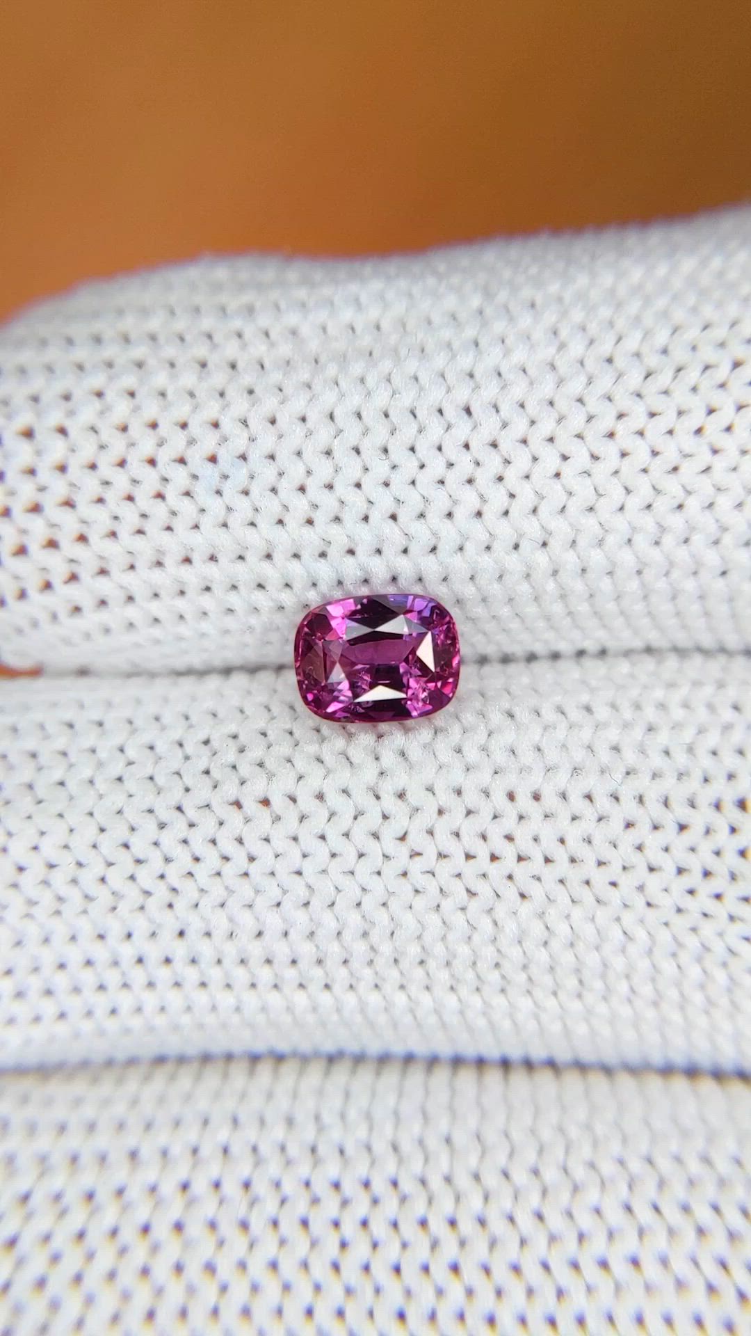 1.25 Ct. Purplish Pink Sapphire from Ceylon (Sri Lanka) Size Video