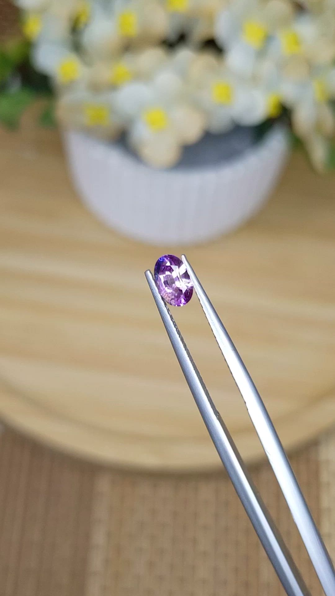 0.57 Ct. Pinkish Purple Sapphire from Ceylon (Sri Lanka) Size Video