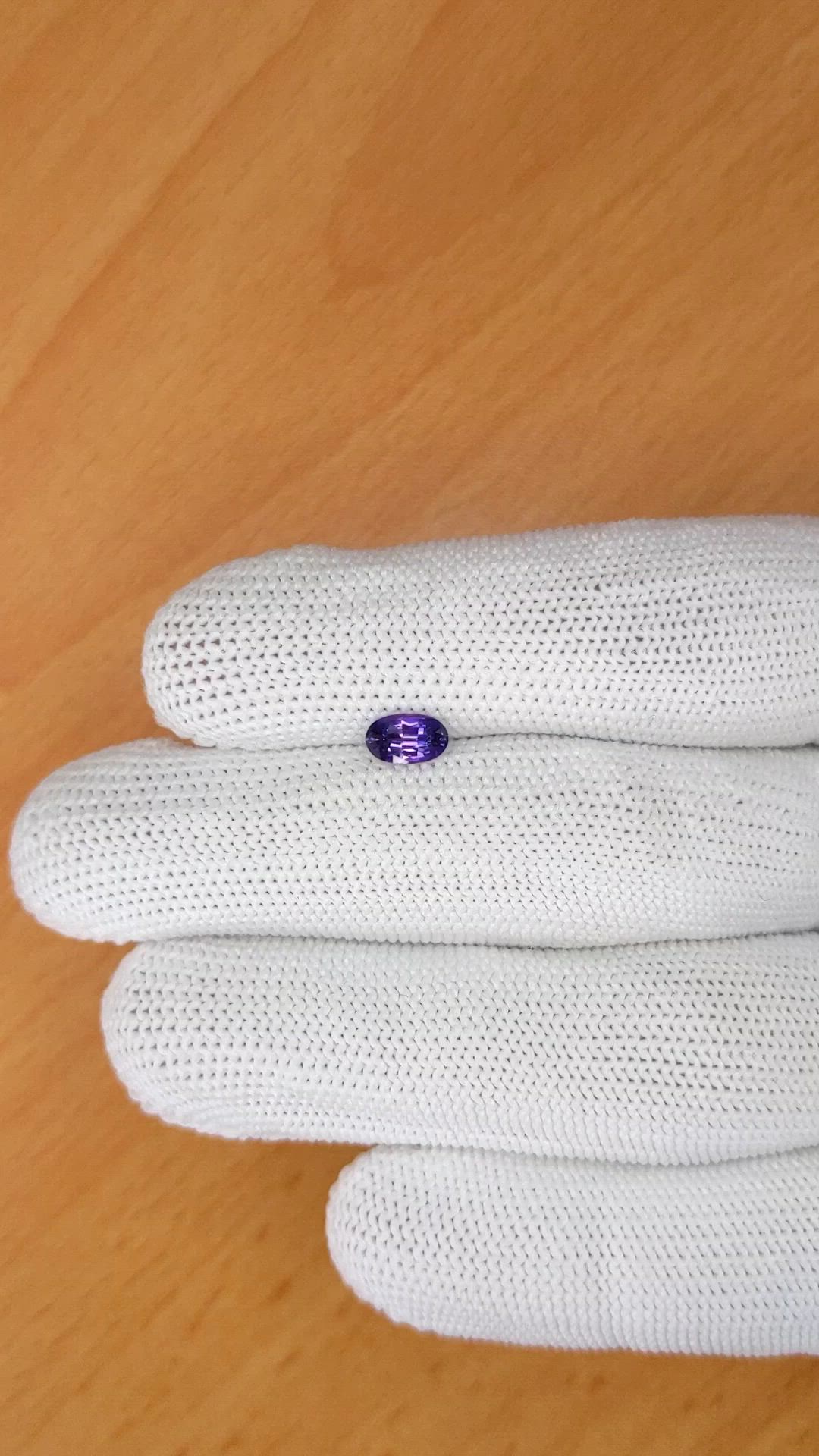 0.58 Ct. Violet Sapphire from Ceylon (Sri Lanka) Size Video