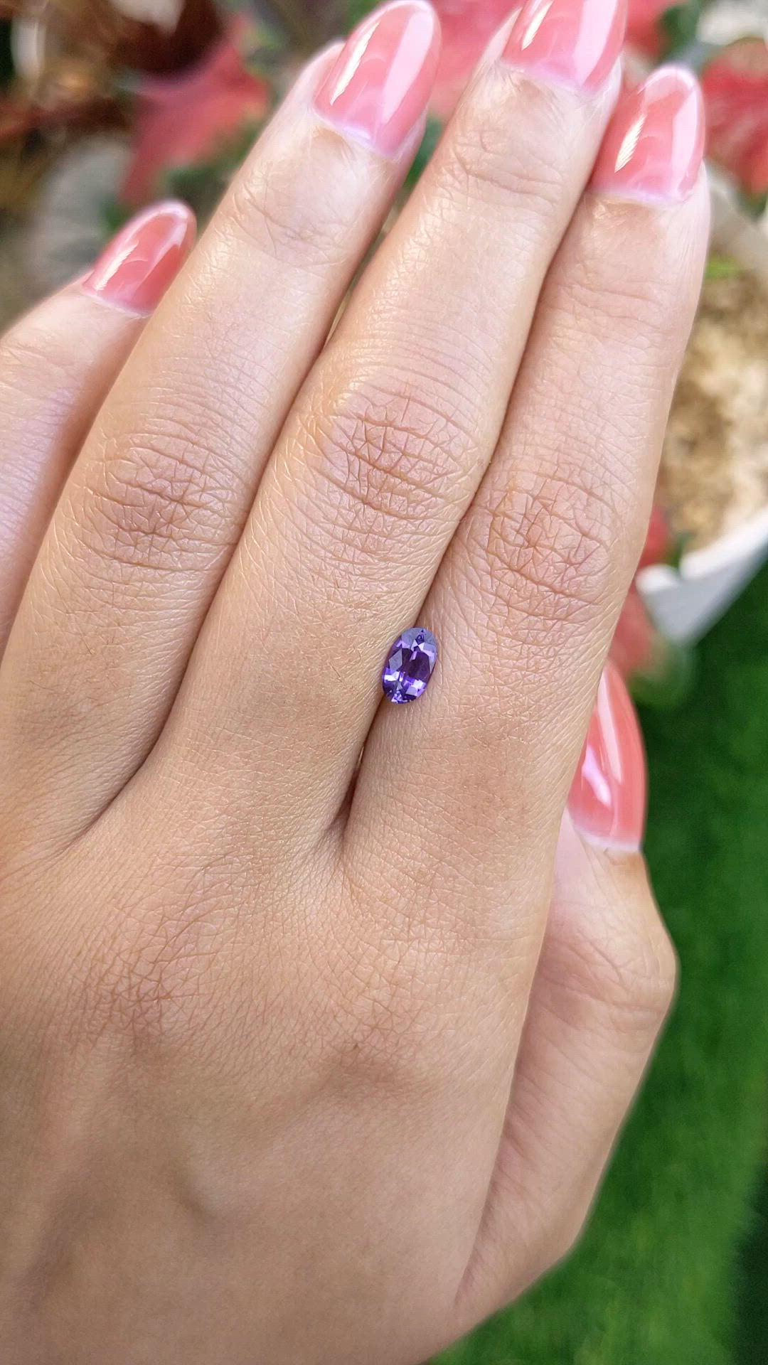 0.58 Ct. Violet Sapphire from Ceylon (Sri Lanka) Size Video