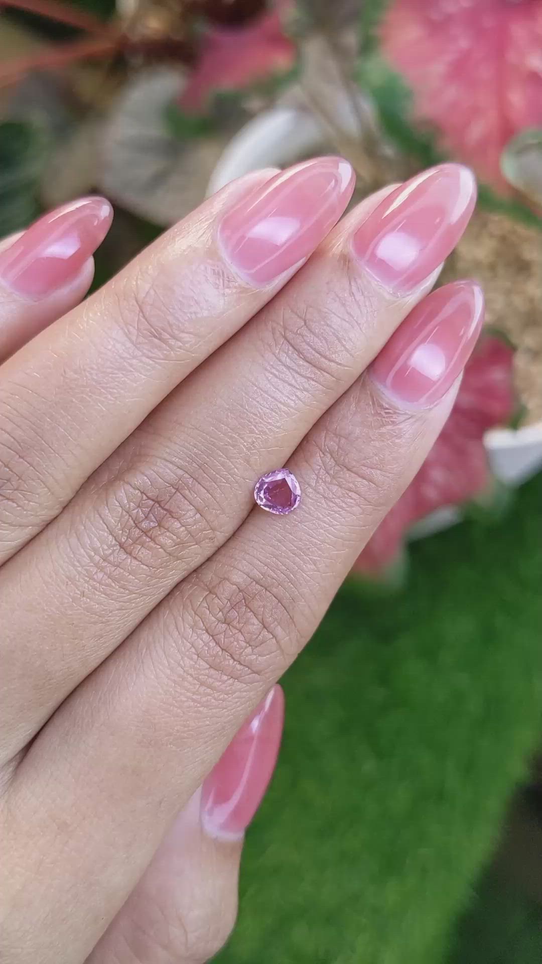 0.58 Ct. Purplish Pink Sapphire from Ceylon (Sri Lanka) Size Video