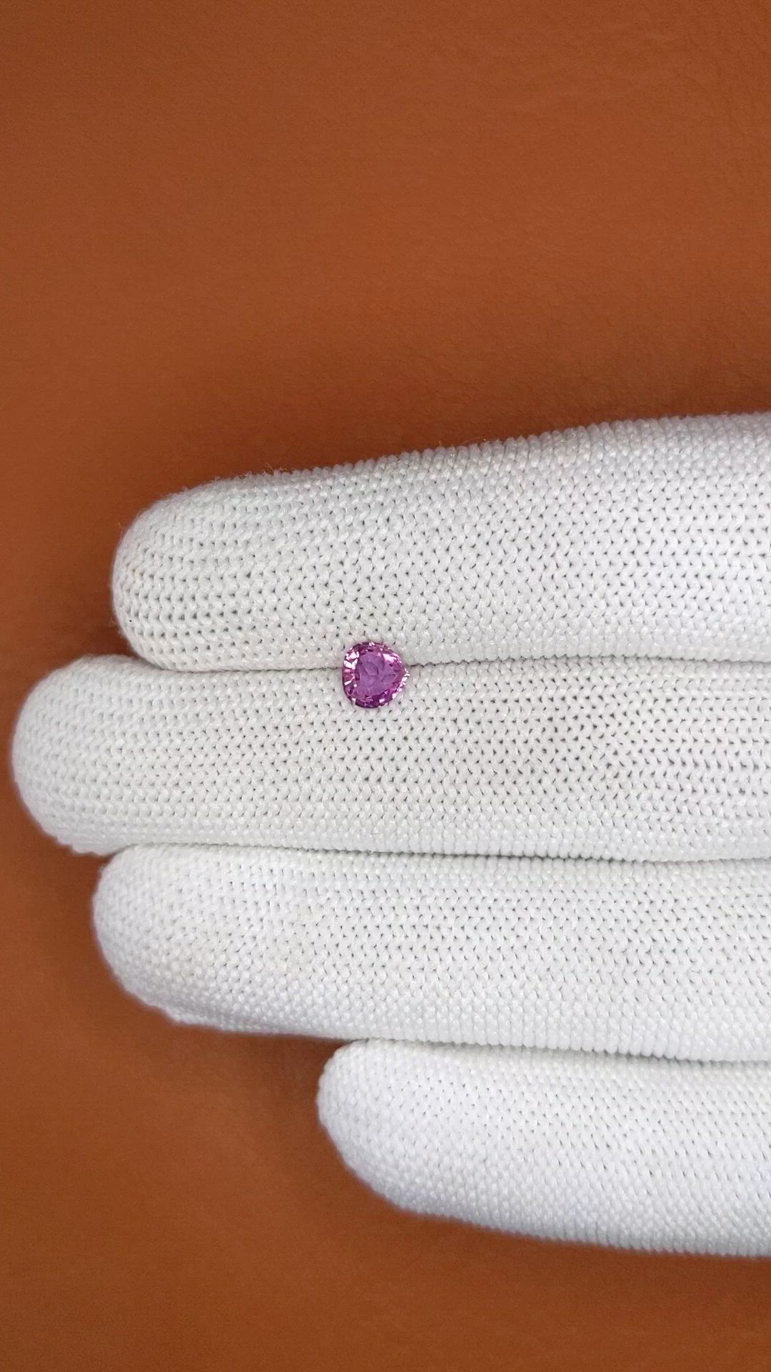 0.58 Ct. Purplish Pink Sapphire from Ceylon (Sri Lanka) Size Video