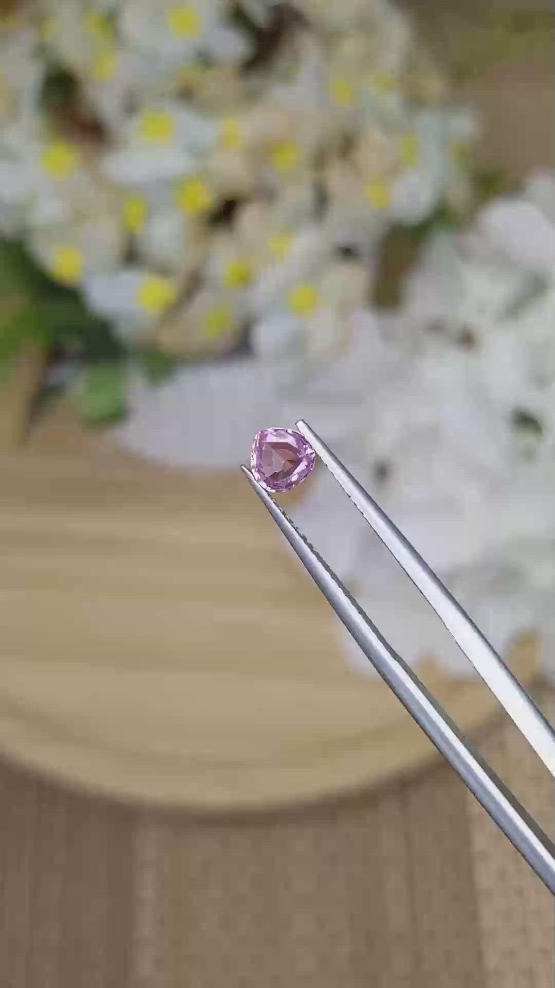 0.58 Ct. Purplish Pink Sapphire from Ceylon (Sri Lanka) Size Video