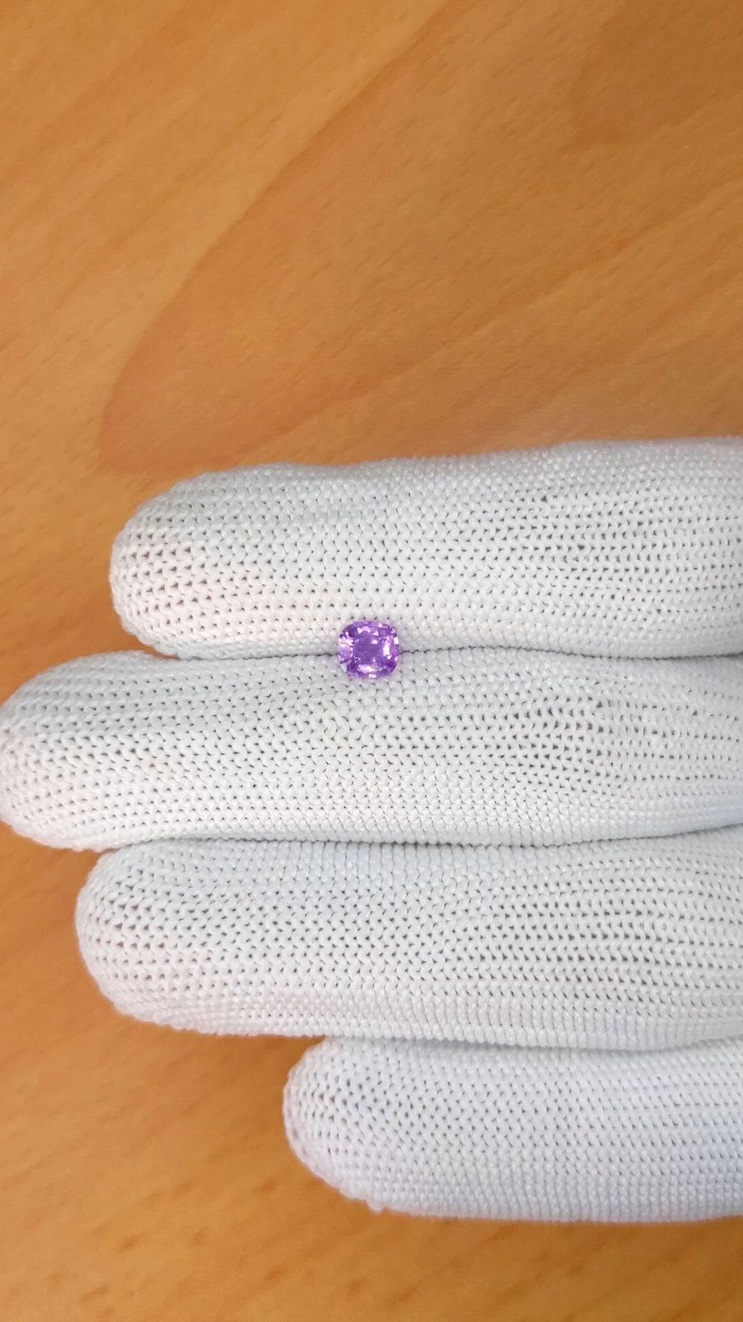 0.60 Ct. Pinkish Purple Sapphire from Ceylon (Sri Lanka) Size Video