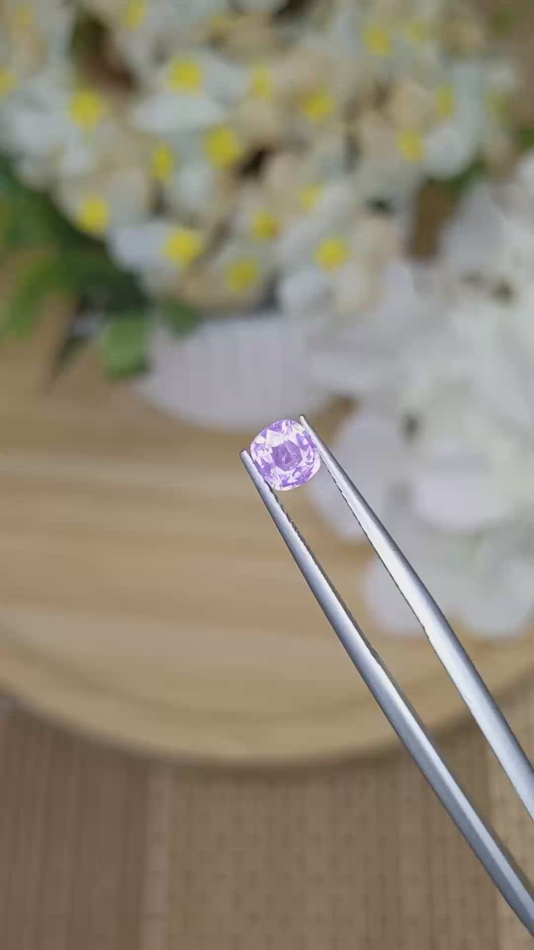 0.60 Ct. Pinkish Purple Sapphire from Ceylon (Sri Lanka) Size Video
