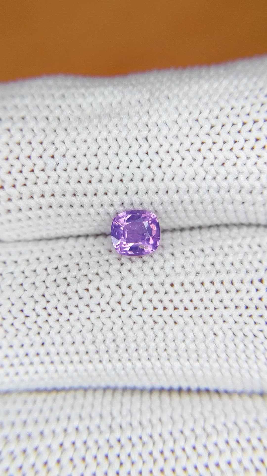 0.60 Ct. Pinkish Purple Sapphire from Ceylon (Sri Lanka) Size Video