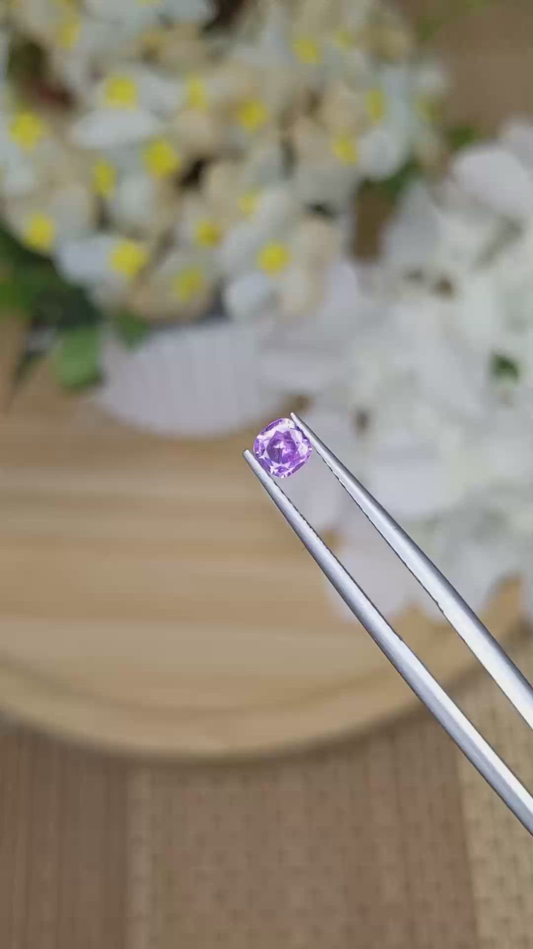 0.44 Ct. Pinkish Purple Sapphire from Ceylon (Sri Lanka) Size Video