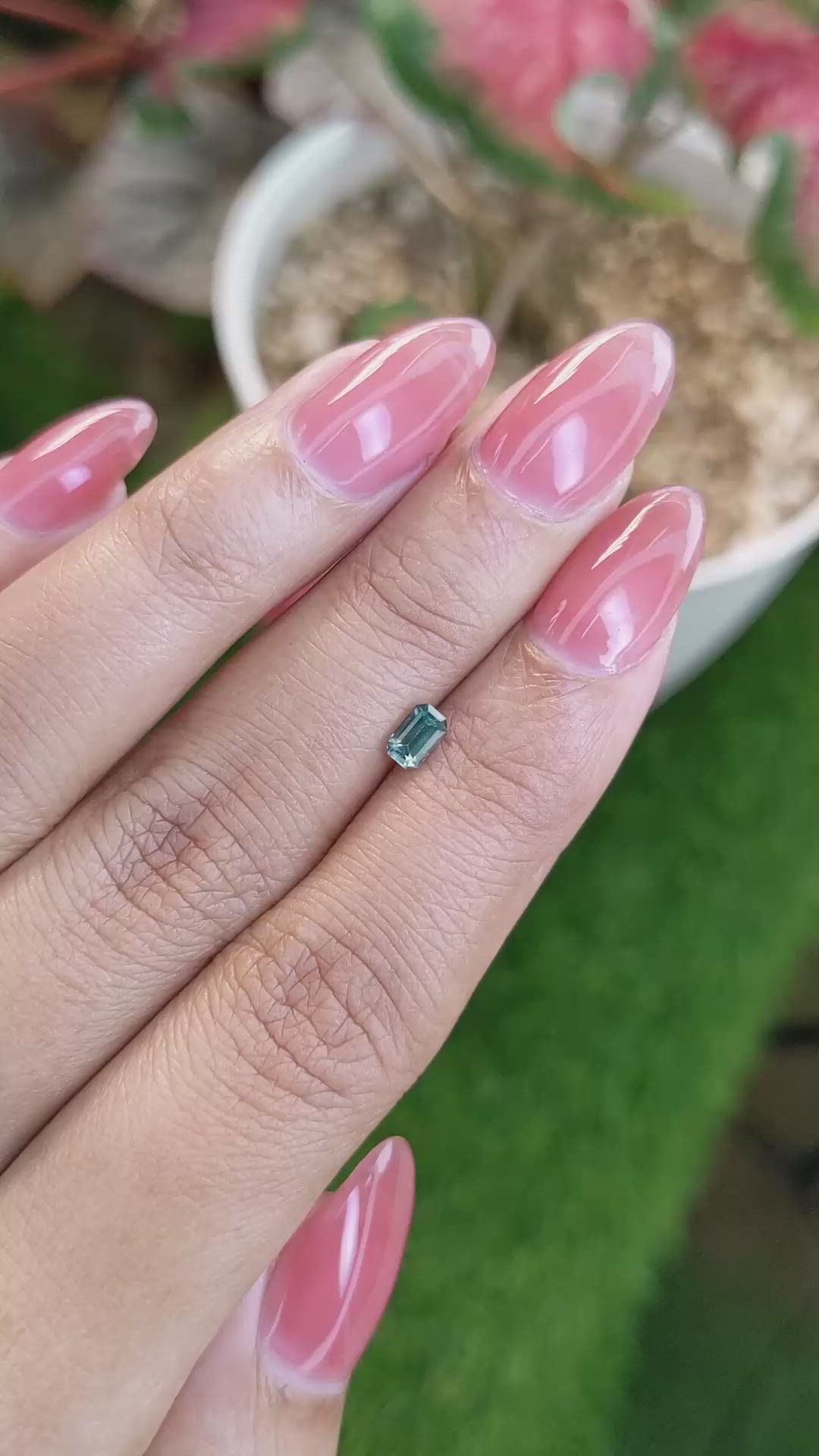 0.40 Ct. Bluish Green Sapphire from Ceylon (Sri Lanka) Size Video