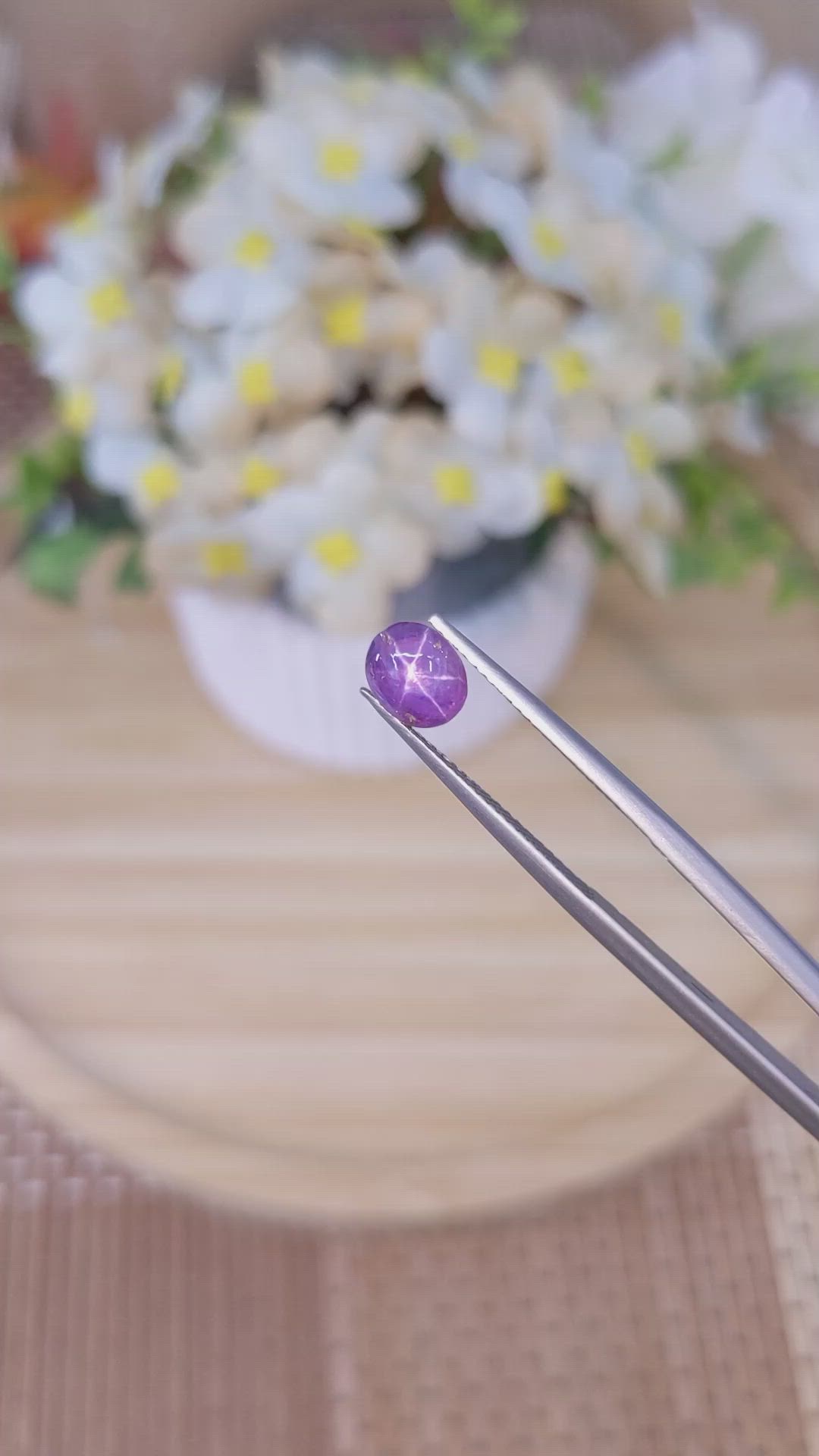 1.43 Ct. Pinkish Purple Star Sapphire from Ceylon (Sri Lanka) Size Video