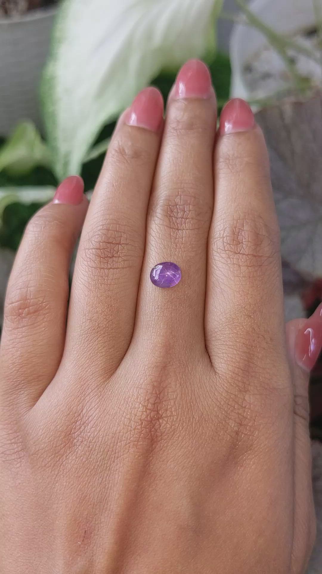 1.43 Ct. Pinkish Purple Star Sapphire from Ceylon (Sri Lanka) Size Video