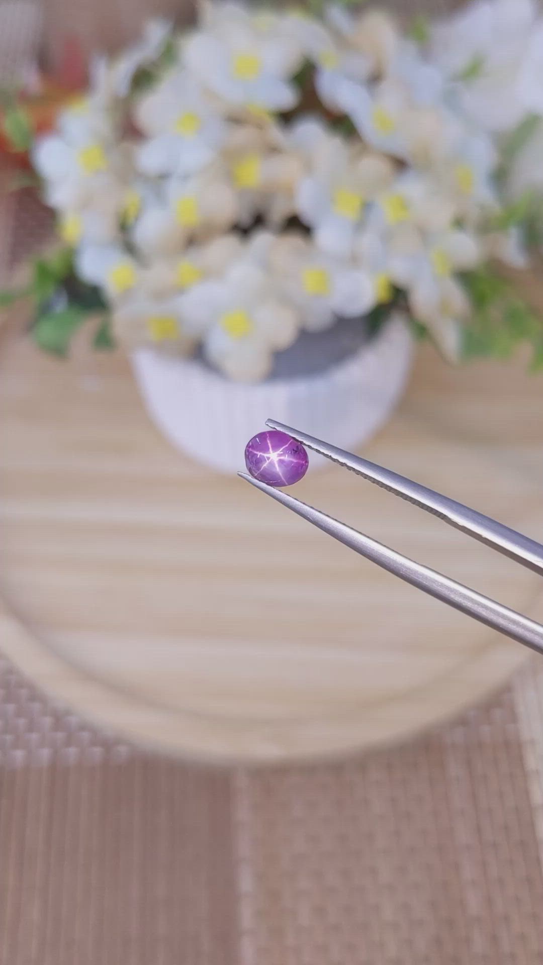 1.64 Ct. Pinkish Purple Star Sapphire from Ceylon (Sri Lanka) Size Video