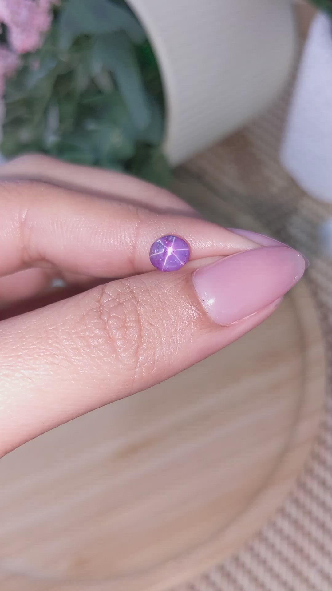 2.06 Ct. Pinkish Purple Star Sapphire from Ceylon (Sri Lanka) Size Video
