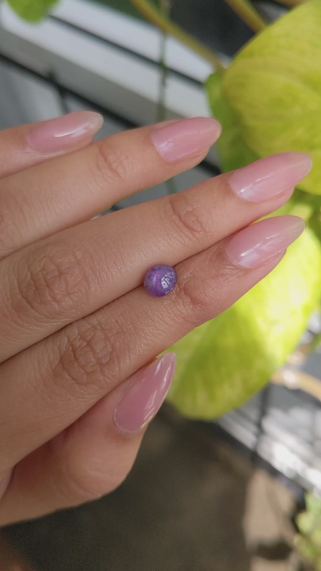 2.06 Ct. Pinkish Purple Star Sapphire from Ceylon (Sri Lanka) Size Video