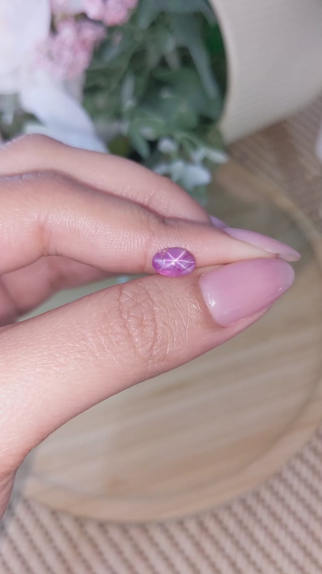 1.66 Ct. Purplish Pink Star Sapphire from Ceylon (Sri Lanka) Size Video
