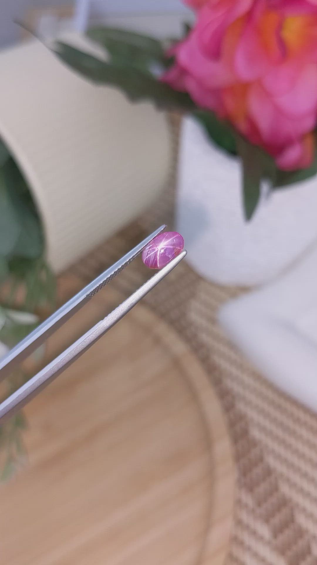 1.66 Ct. Purplish Pink Star Sapphire from Ceylon (Sri Lanka) Size Video