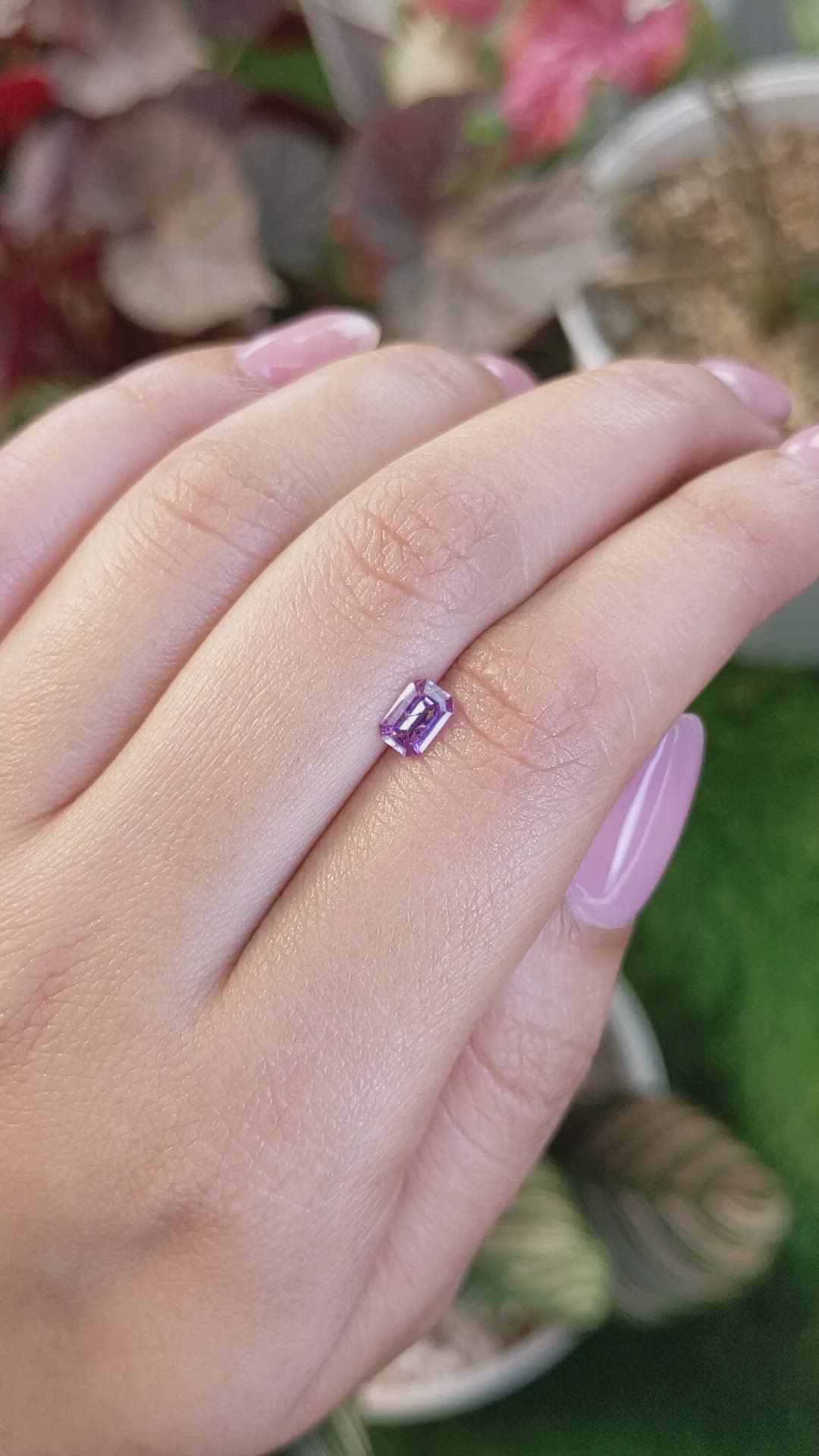 0.63 Ct. Pinkish Purple Sapphire from Ceylon (Sri Lanka) Size Video