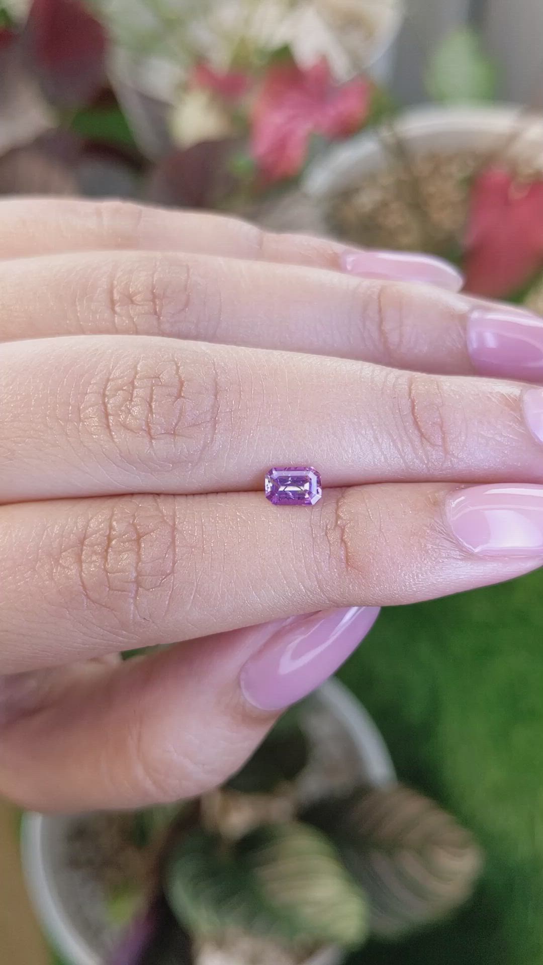 0.63 Ct. Pinkish Purple Sapphire from Ceylon (Sri Lanka) Size Video