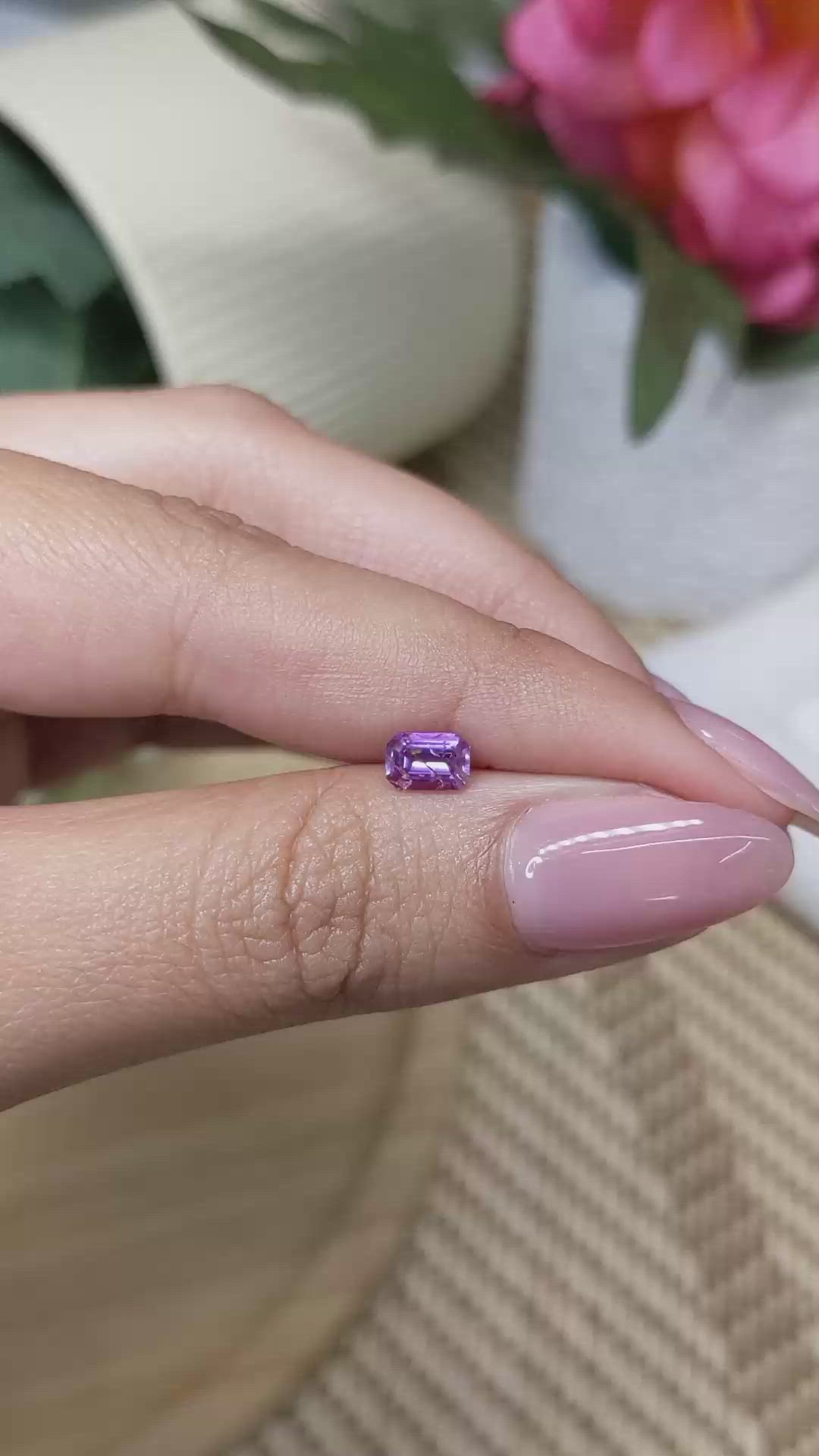 0.63 Ct. Pinkish Purple Sapphire from Ceylon (Sri Lanka) Size Video