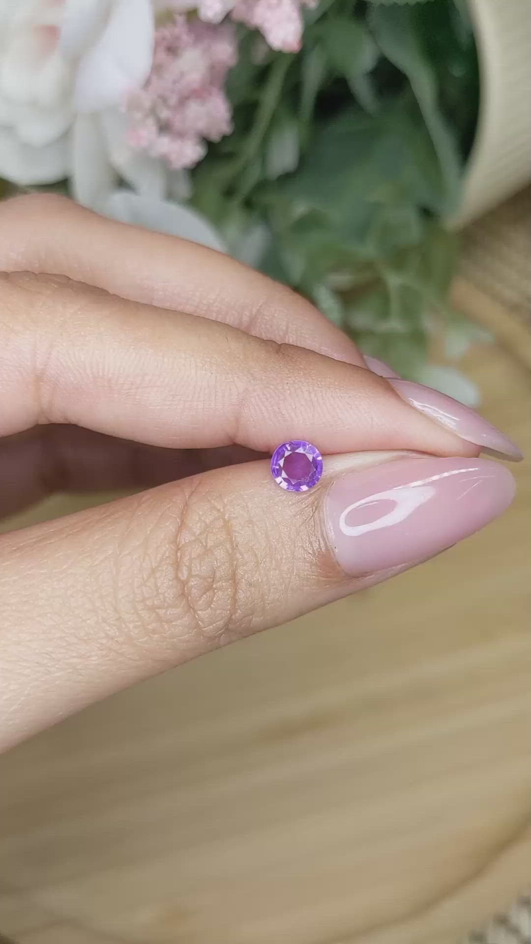0.52 Ct. Pinkish Purple Sapphire from Ceylon (Sri Lanka) Size Video