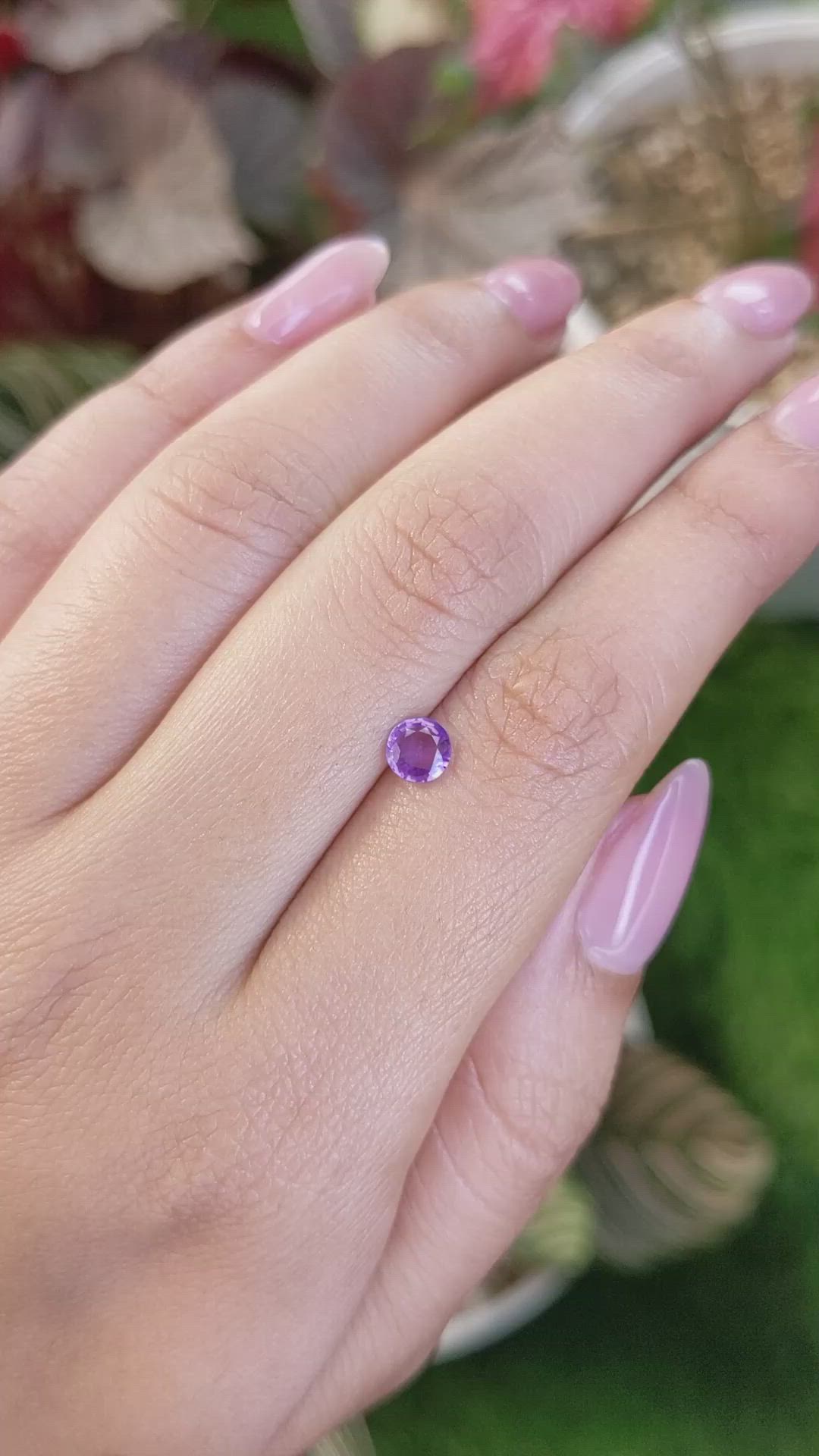 0.52 Ct. Pinkish Purple Sapphire from Ceylon (Sri Lanka) Size Video