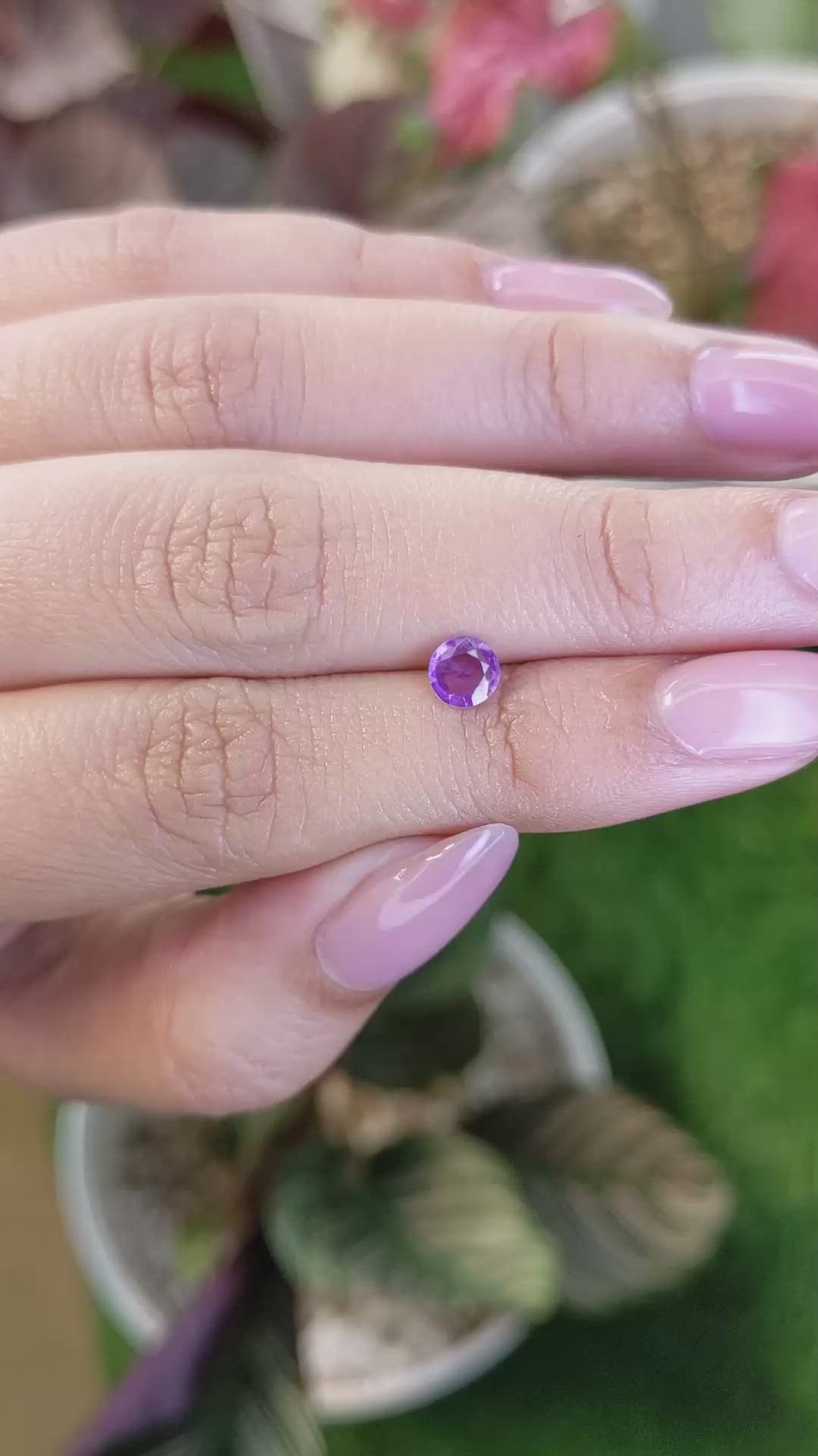 0.52 Ct. Pinkish Purple Sapphire from Ceylon (Sri Lanka) Size Video