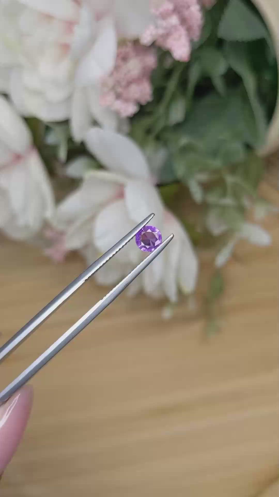 0.52 Ct. Pinkish Purple Sapphire from Ceylon (Sri Lanka) Size Video