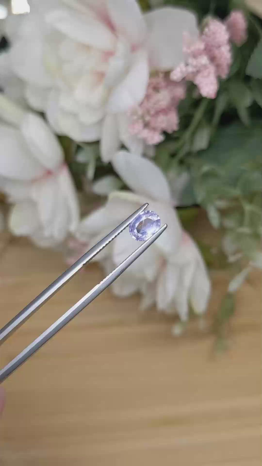 0.81 Ct. Violet Sapphire from Ceylon (Sri Lanka) Size Video