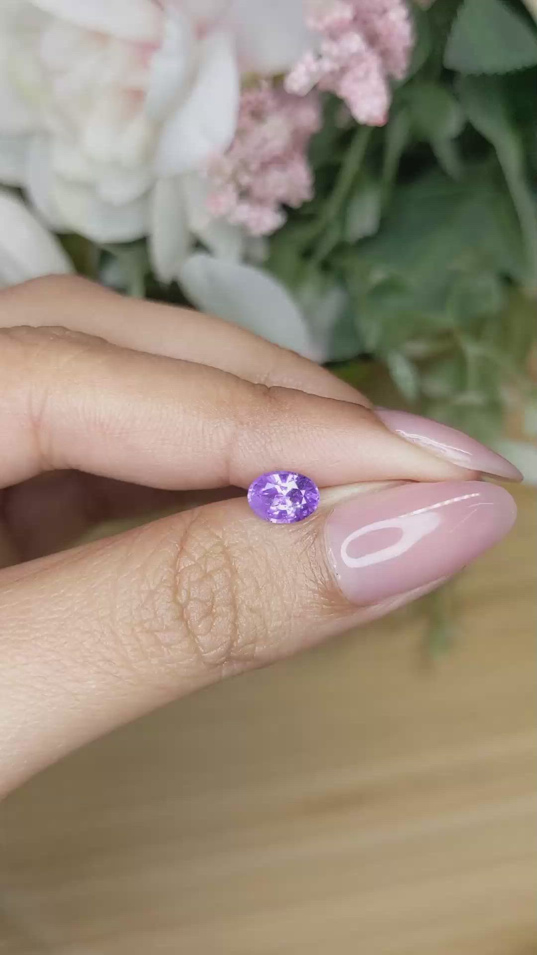 1.03 Ct. Pinkish Purple Sapphire from Ceylon (Sri Lanka) Size Video