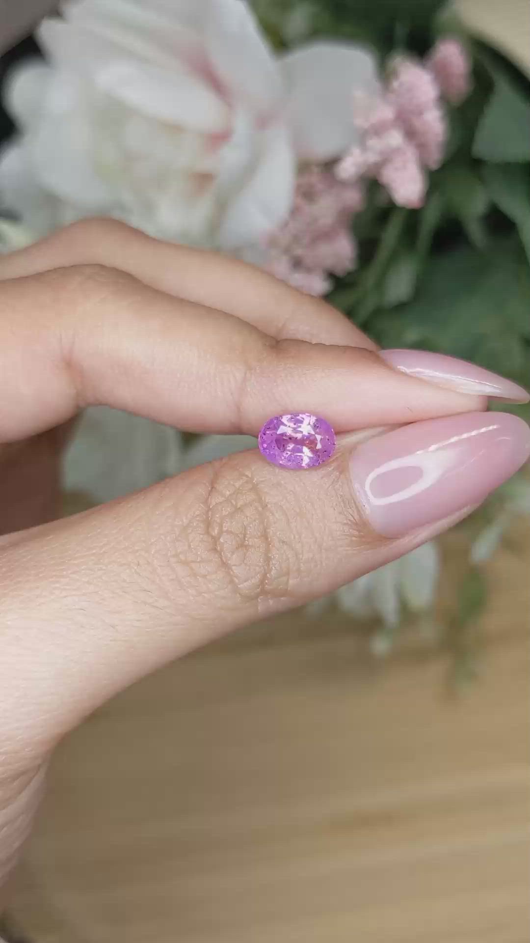 1.56 Ct. Pinkish Purple Sapphire from Ceylon (Sri Lanka) Size Video