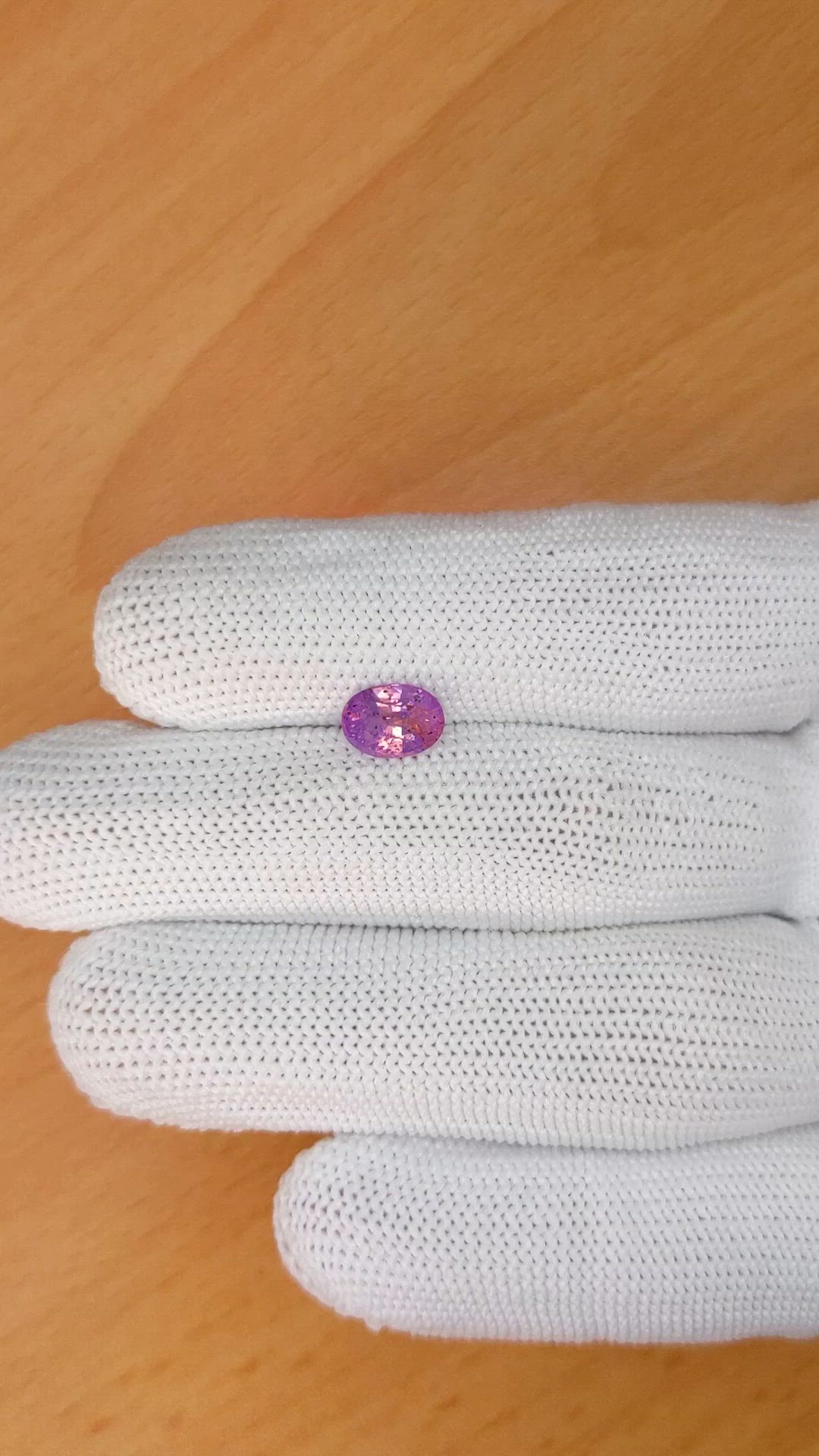 1.56 Ct. Pinkish Purple Sapphire from Ceylon (Sri Lanka) Size Video