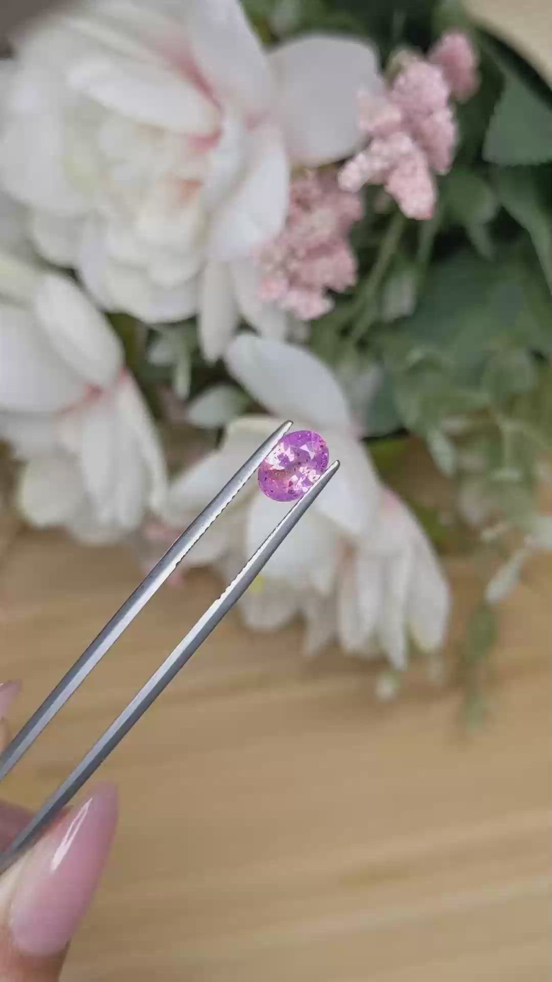 1.56 Ct. Pinkish Purple Sapphire from Ceylon (Sri Lanka) Size Video