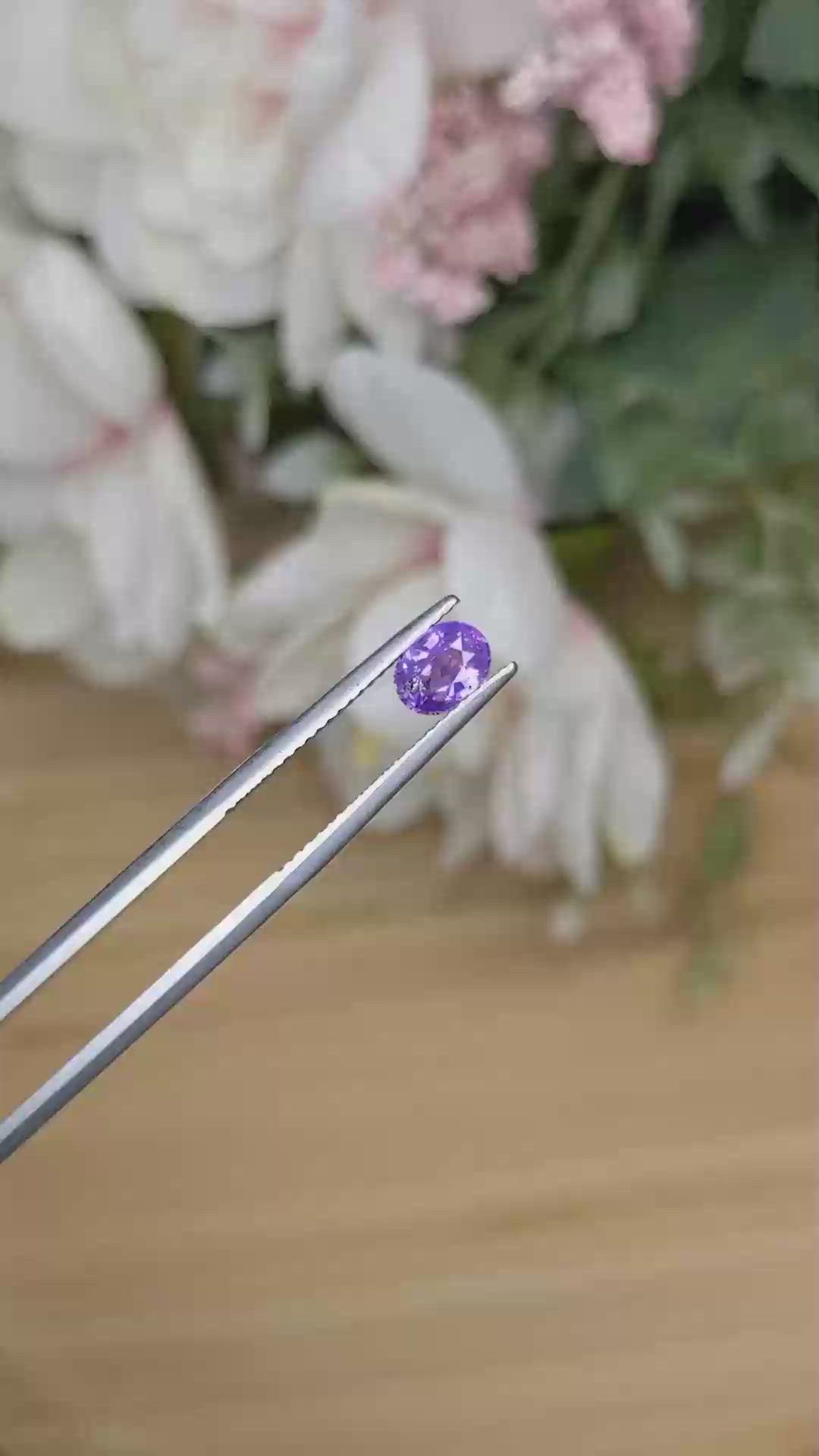 0.88 Ct. Purple Sapphire from Ceylon (Sri Lanka) Size Video