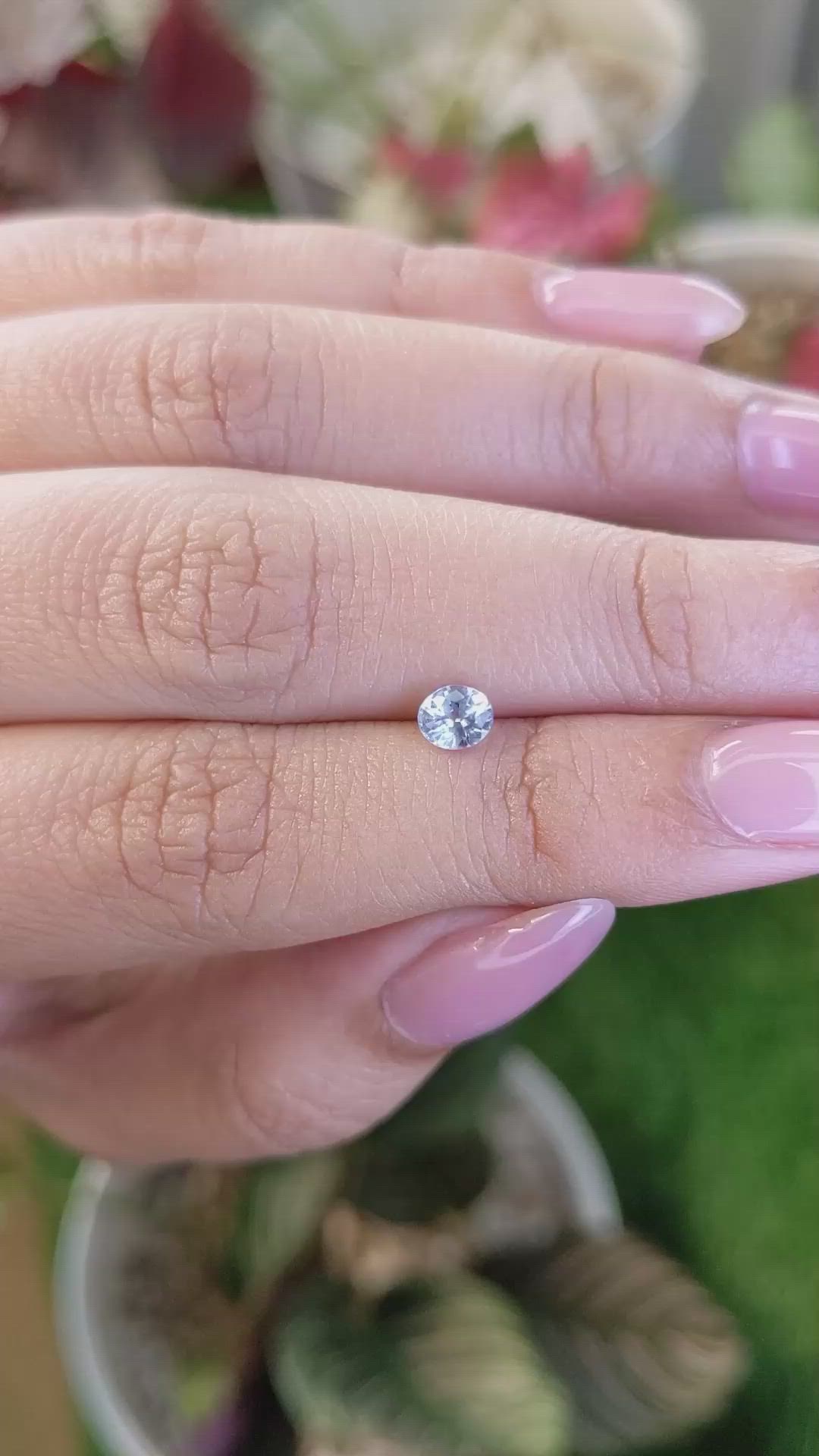 0.46 Ct. Greyish Blue Sapphire from Ceylon (Sri Lanka) Size Video