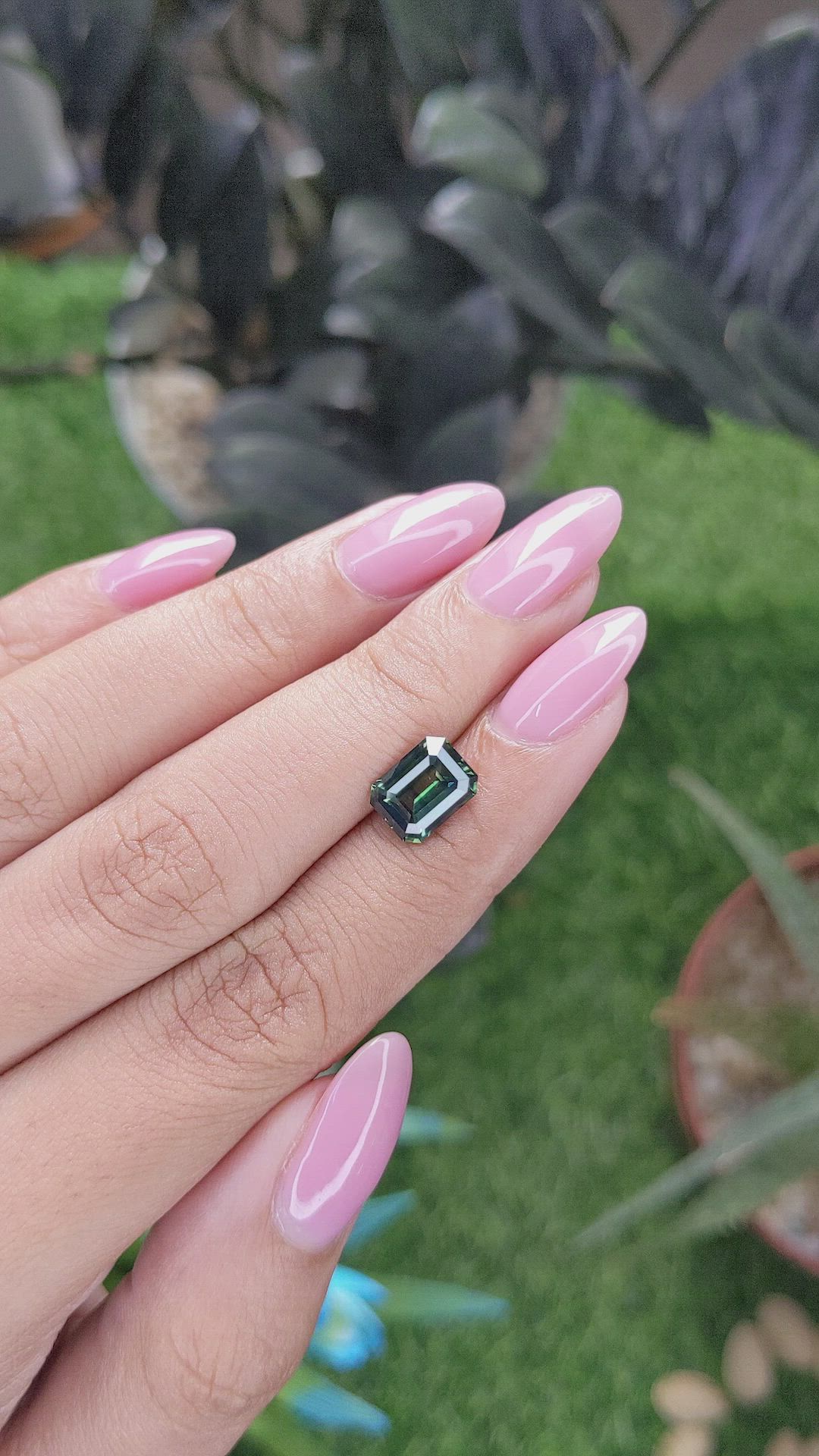 2.58 Ct. Bluish Green Sapphire from Madagascar Size Video