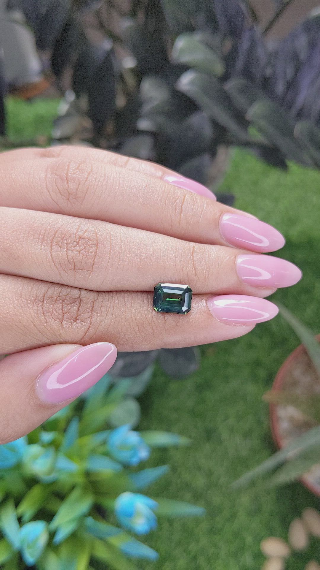 2.58 Ct. Bluish Green Sapphire from Madagascar Size Video
