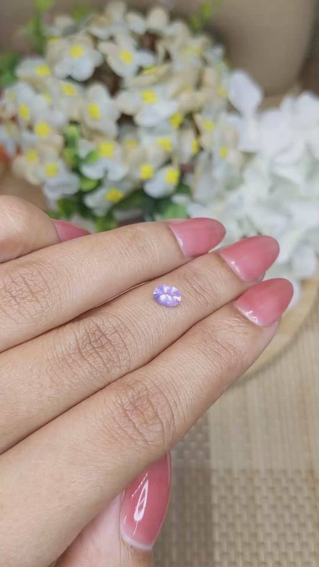 0.54 Ct. Pinkish Purple Sapphire from Ceylon (Sri Lanka) Size Video