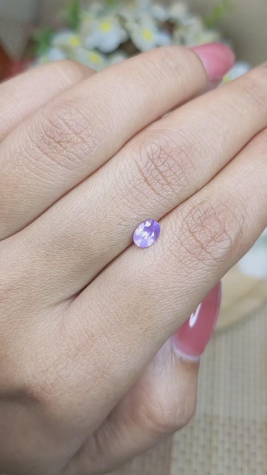 0.54 Ct. Pinkish Purple Sapphire from Ceylon (Sri Lanka) Size Video