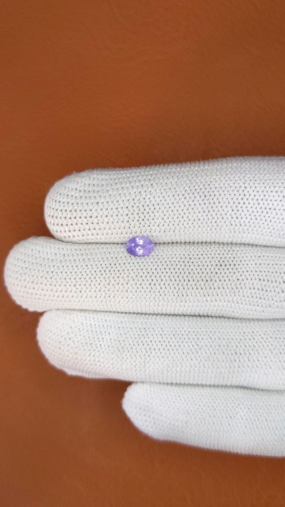 0.54 Ct. Pinkish Purple Sapphire from Ceylon (Sri Lanka) Size Video