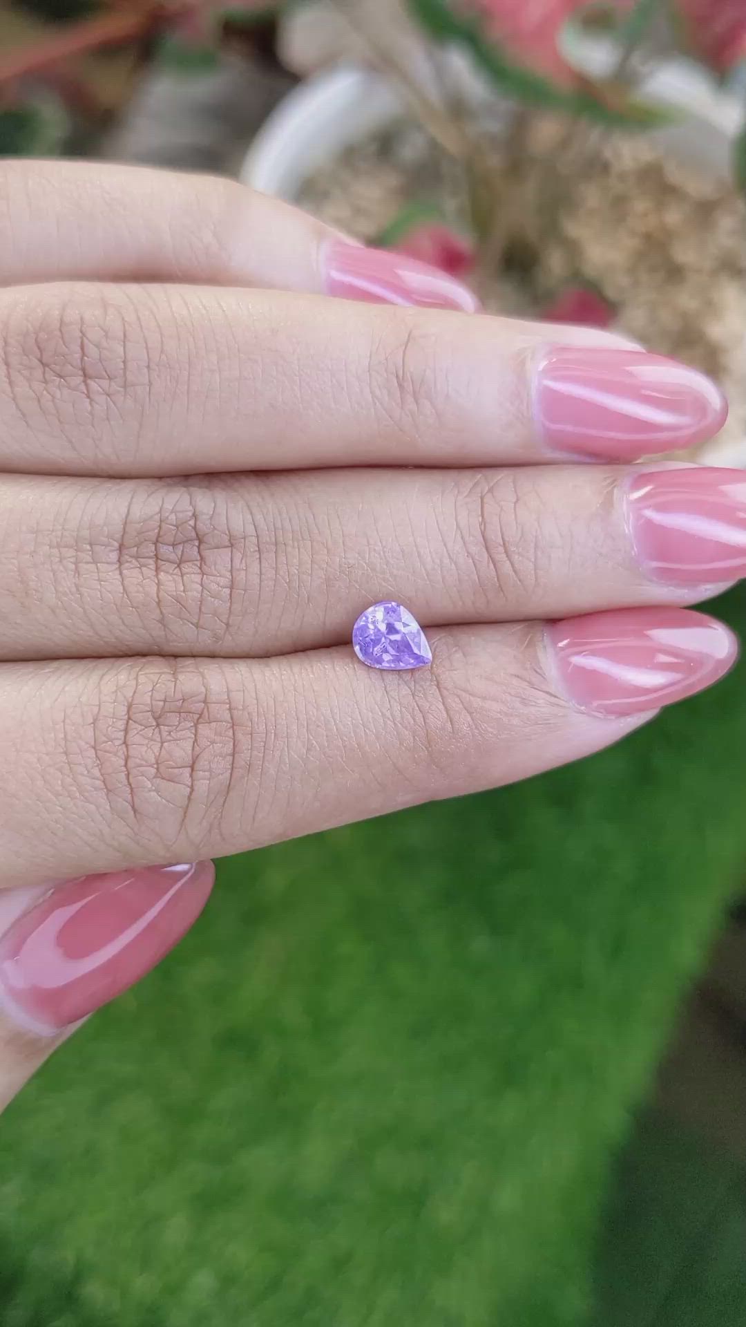 0.90 Ct. Pinkish Purple Sapphire from Ceylon (Sri Lanka) Size Video